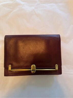 vintage Etienne Aigner clutch, 1970’s oxblood/burgundy leather
